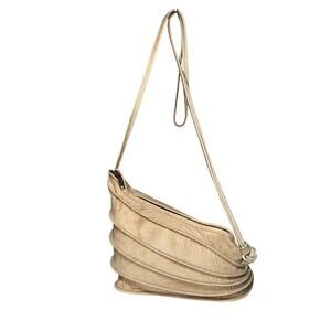 Tom Thomas Leather Embossed Tan Spiral Art Deco Crossbody Shoulder Bag